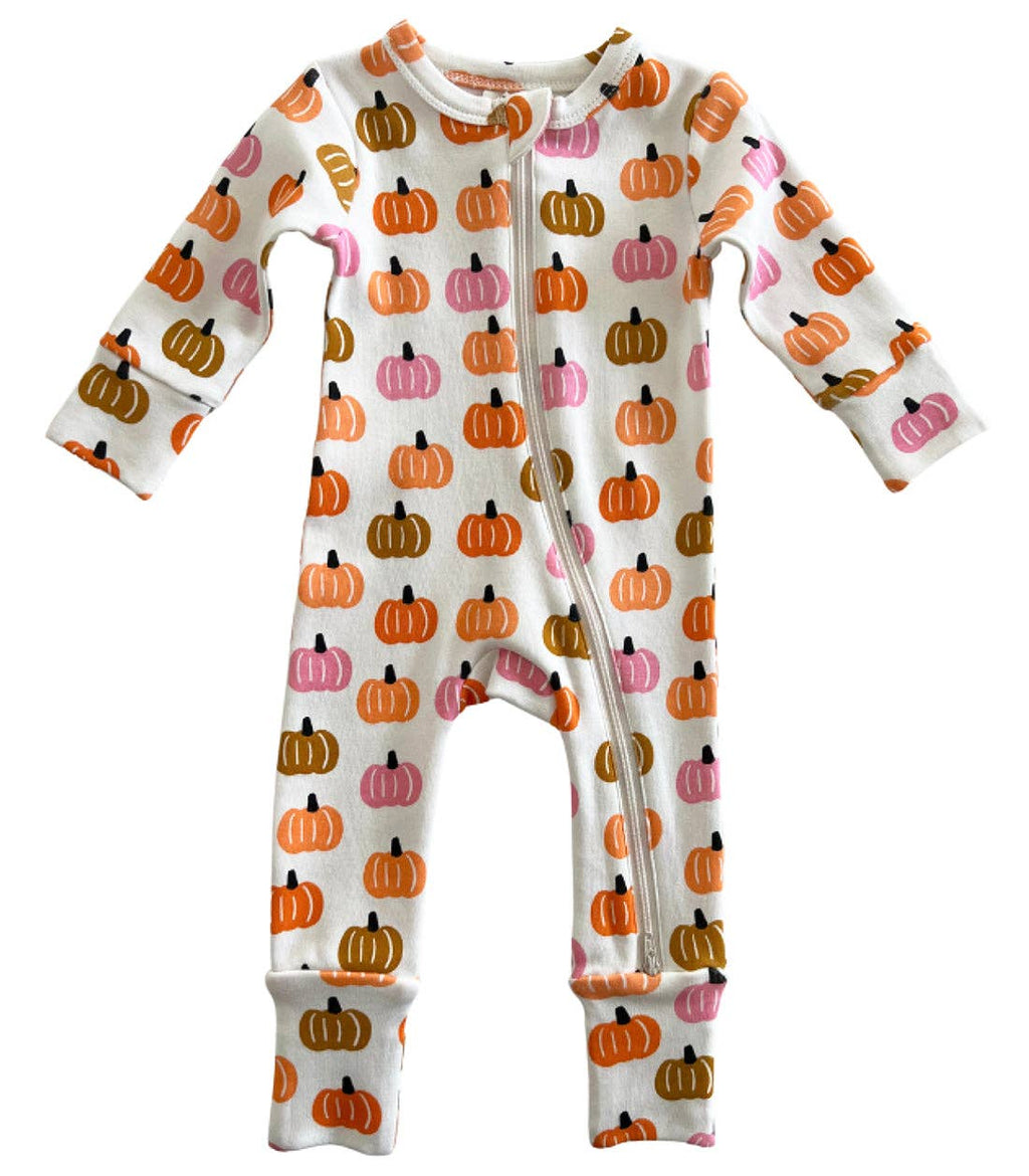 Pink Pumpkin Patch Organic 2-Way Zip Romper