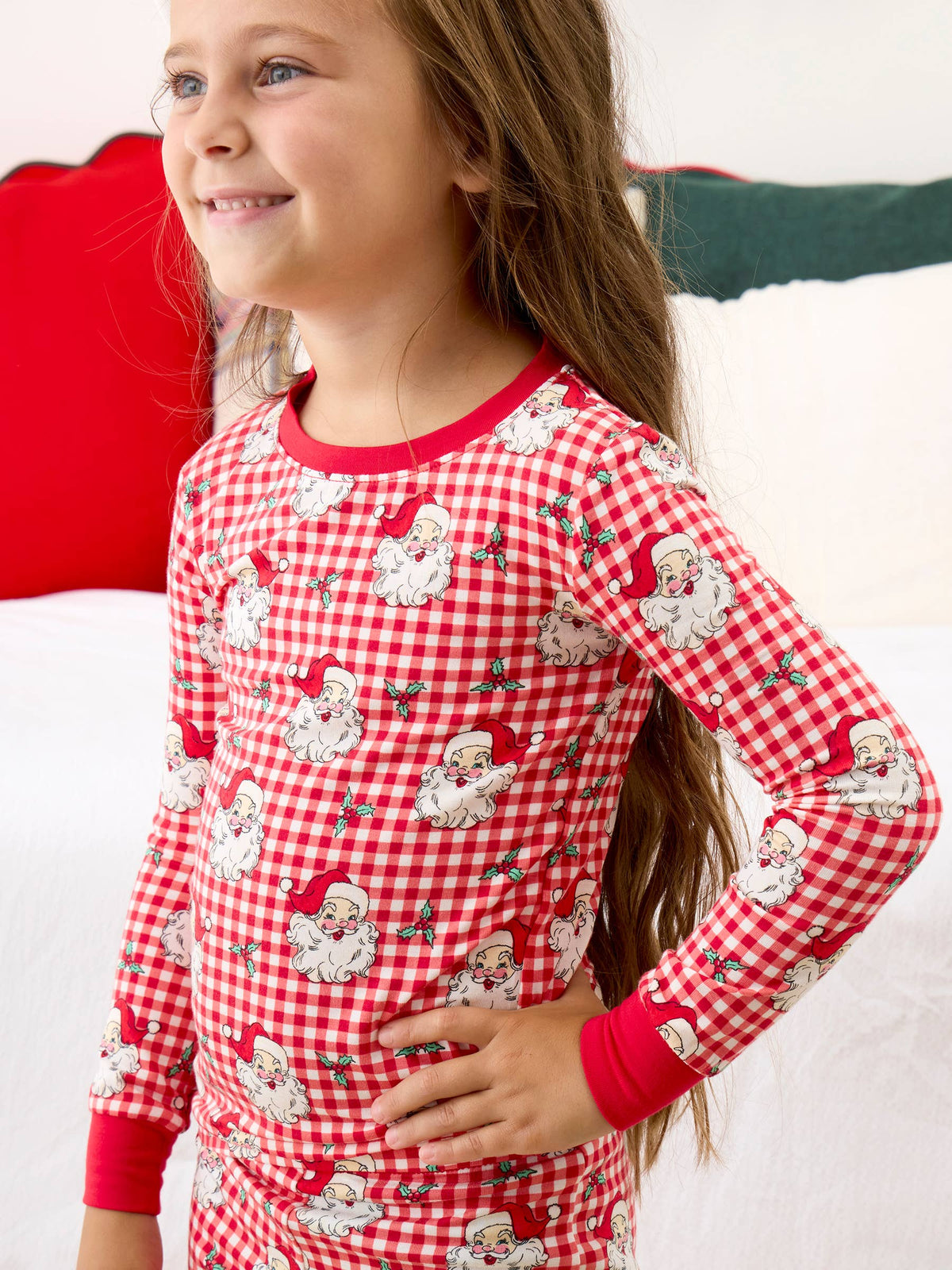 SoftSnooze™ Kids Bamboo Viscose Red Dear Santa Long Sleeve Pajama Set