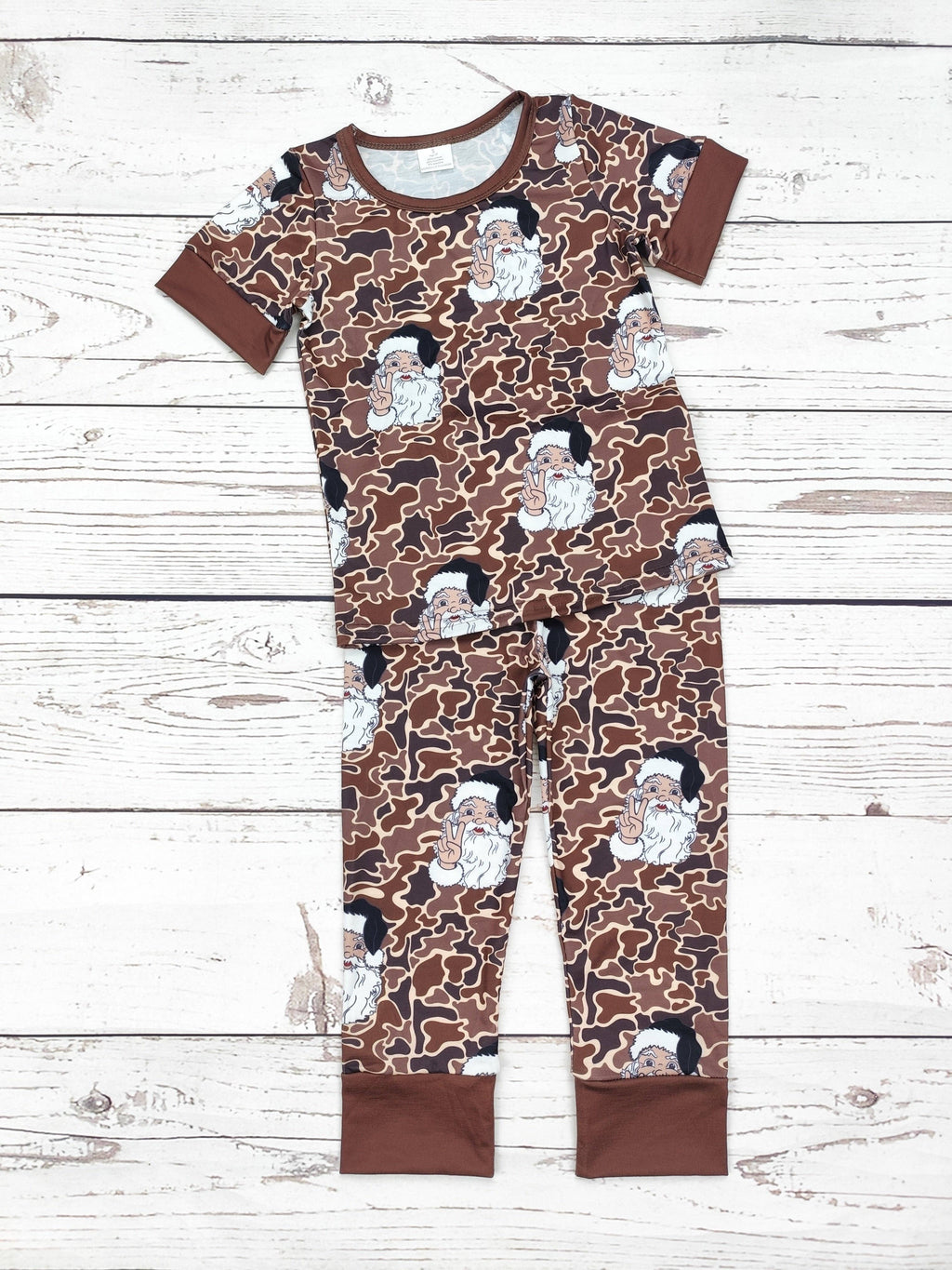 Boys Santa Claus Print Camouflage Christmas Pajamas