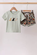Camo Hunting Embroidered Shorts Set