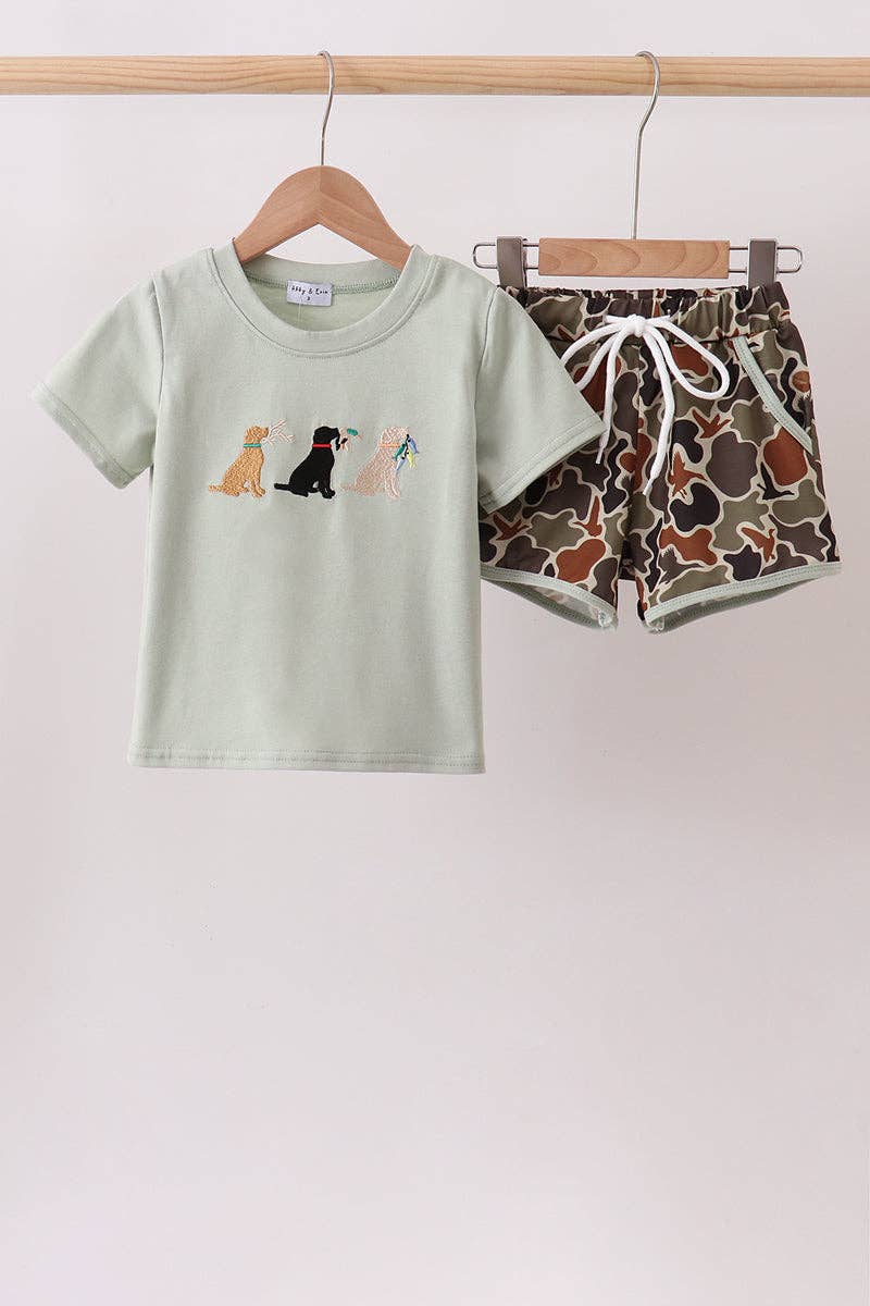 Camo Hunting Embroidered Shorts Set