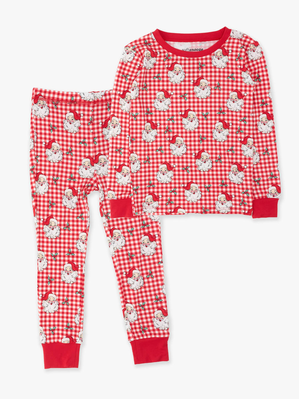 SoftSnooze™ Kids Bamboo Viscose Red Dear Santa Long Sleeve Pajama Set