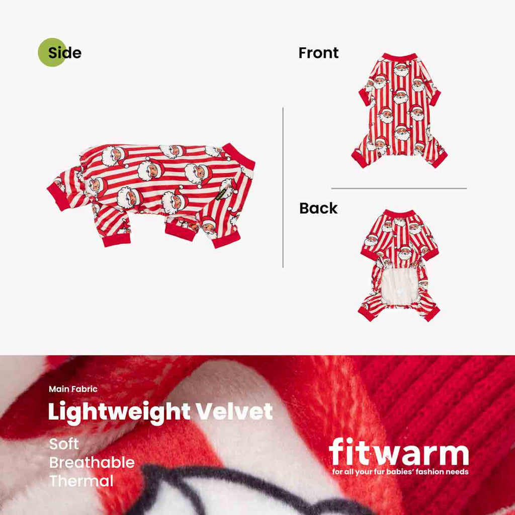 Santa Striped Dog Christmas Pajamas