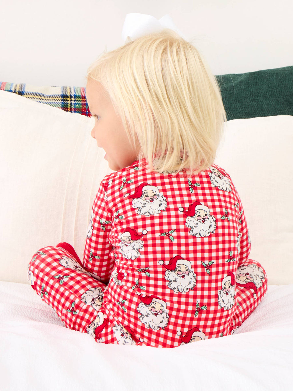 SoftSnooze™ Baby Bamboo Viscose Red Dear Santa Convertible One Piece Footie Pajama