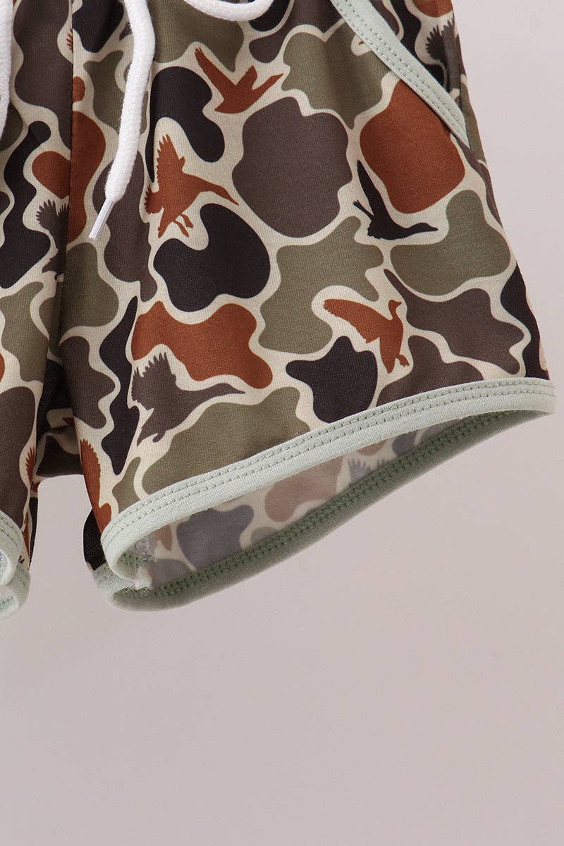 Camo Hunting Embroidered Shorts Set