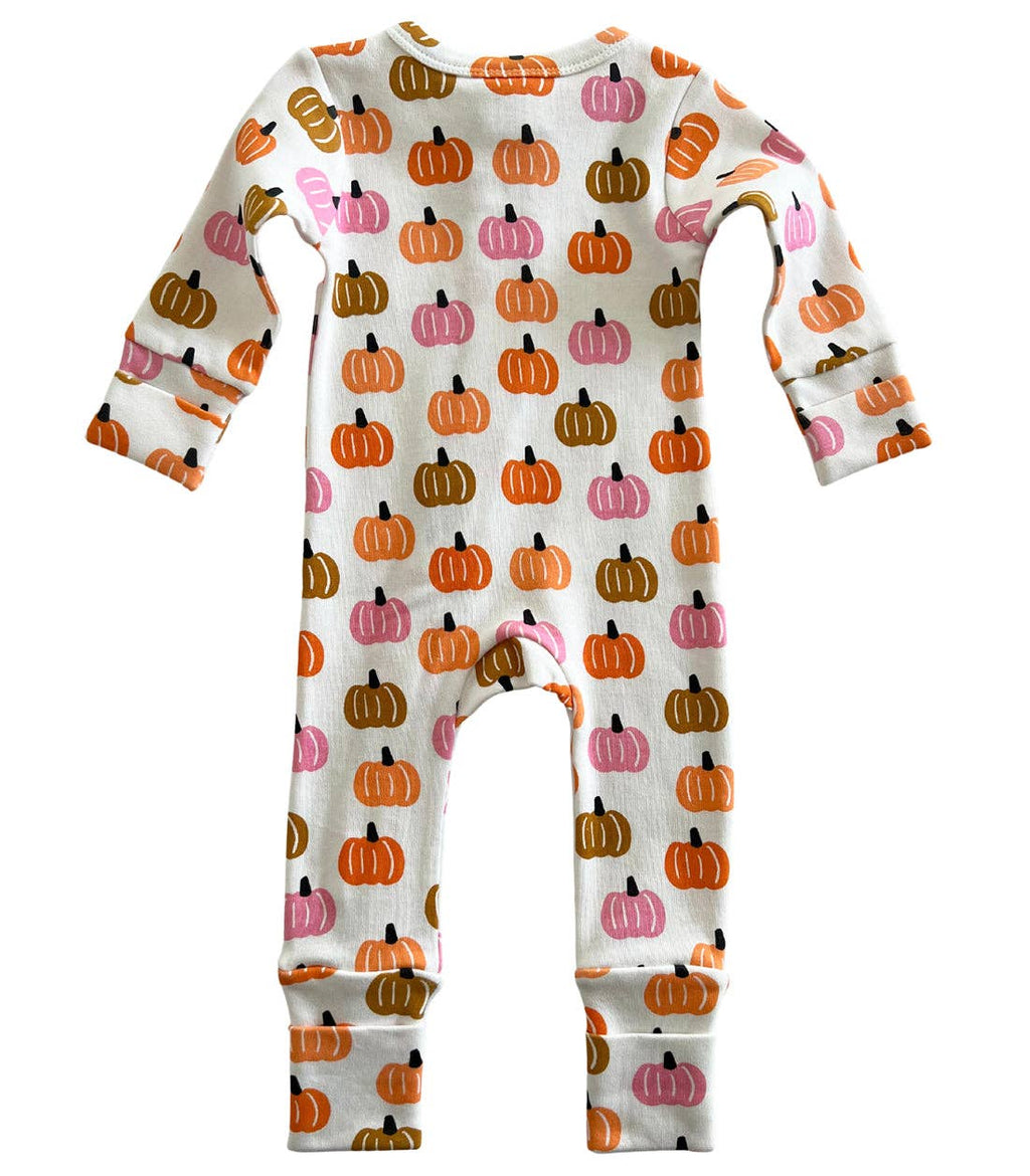 Pink Pumpkin Patch Organic 2-Way Zip Romper