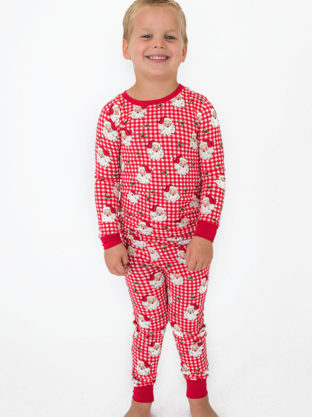SoftSnooze™ Kids Bamboo Viscose Red Dear Santa Long Sleeve Pajama Set