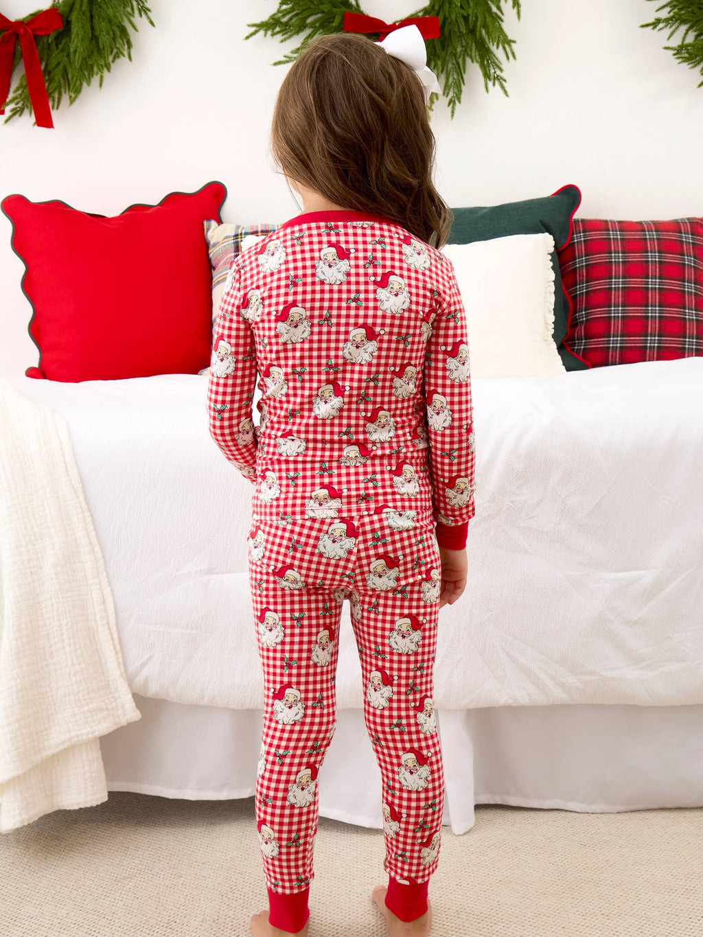 SoftSnooze™ Kids Bamboo Viscose Red Dear Santa Long Sleeve Pajama Set