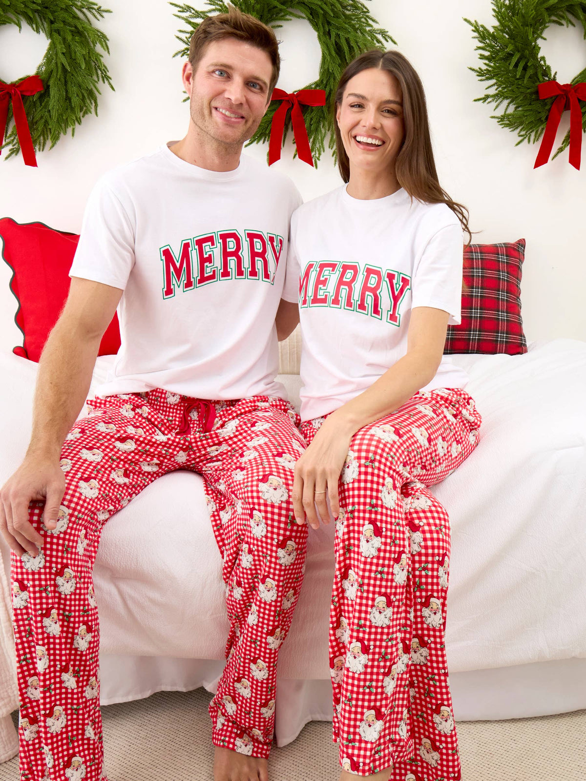 SoftSnooze™ Adult Bamboo Viscose Red Dear Santa Pajama Pants