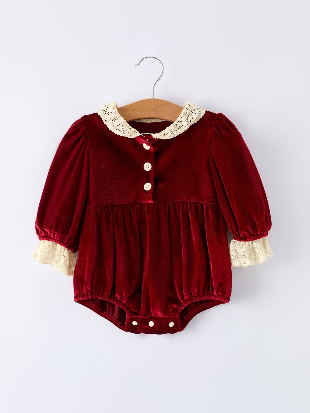 Christmas Long Sleeve Lace Girls' Romper