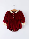Christmas Long Sleeve Lace Girls' Romper
