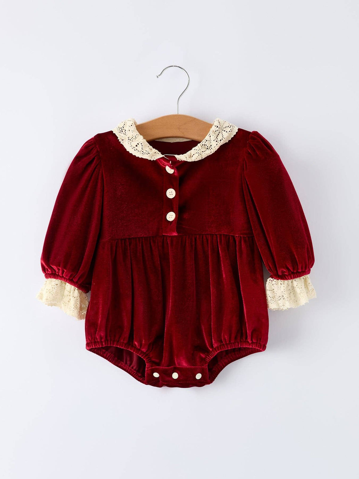 Christmas Long Sleeve Lace Girls' Romper
