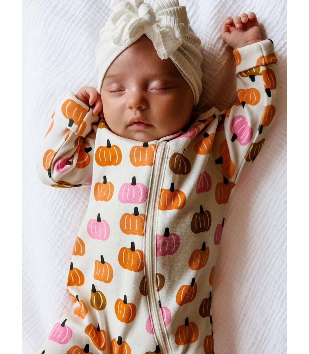 Pink Pumpkin Patch Organic 2-Way Zip Romper