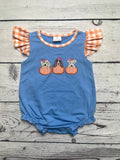 Baby Girl Puppy Pumpkin Appliqué Bubble