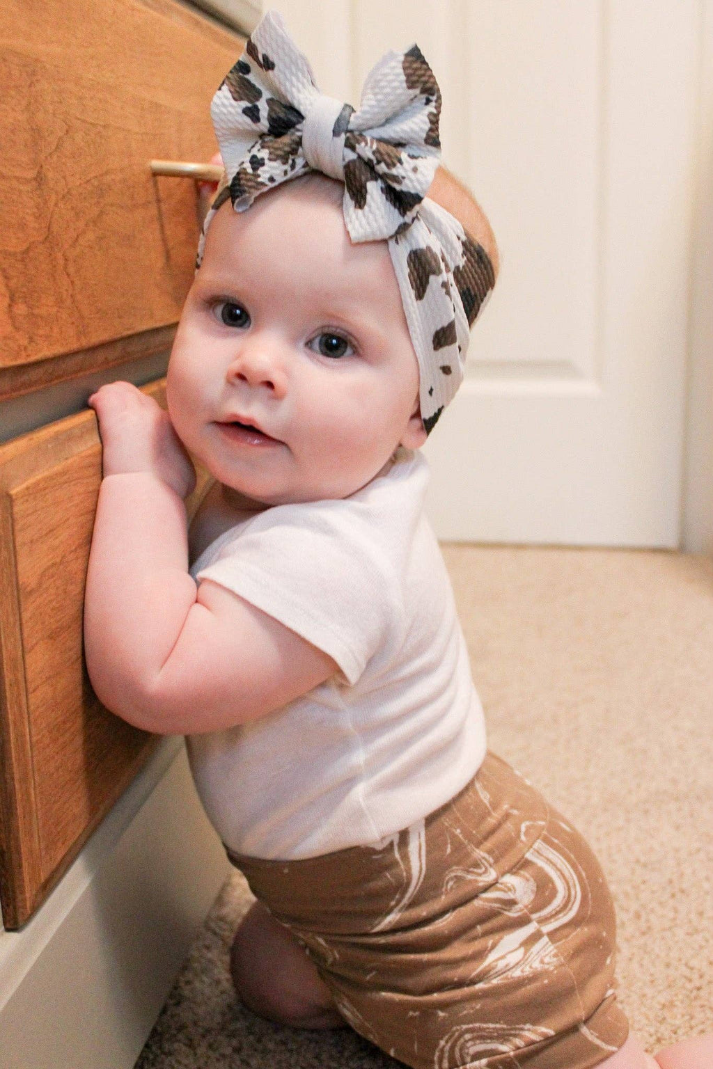 Brown Cow Baby Headwrap Bow