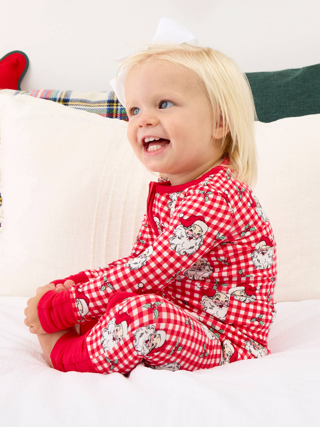 SoftSnooze™ Baby Bamboo Viscose Red Dear Santa Convertible One Piece Footie Pajama