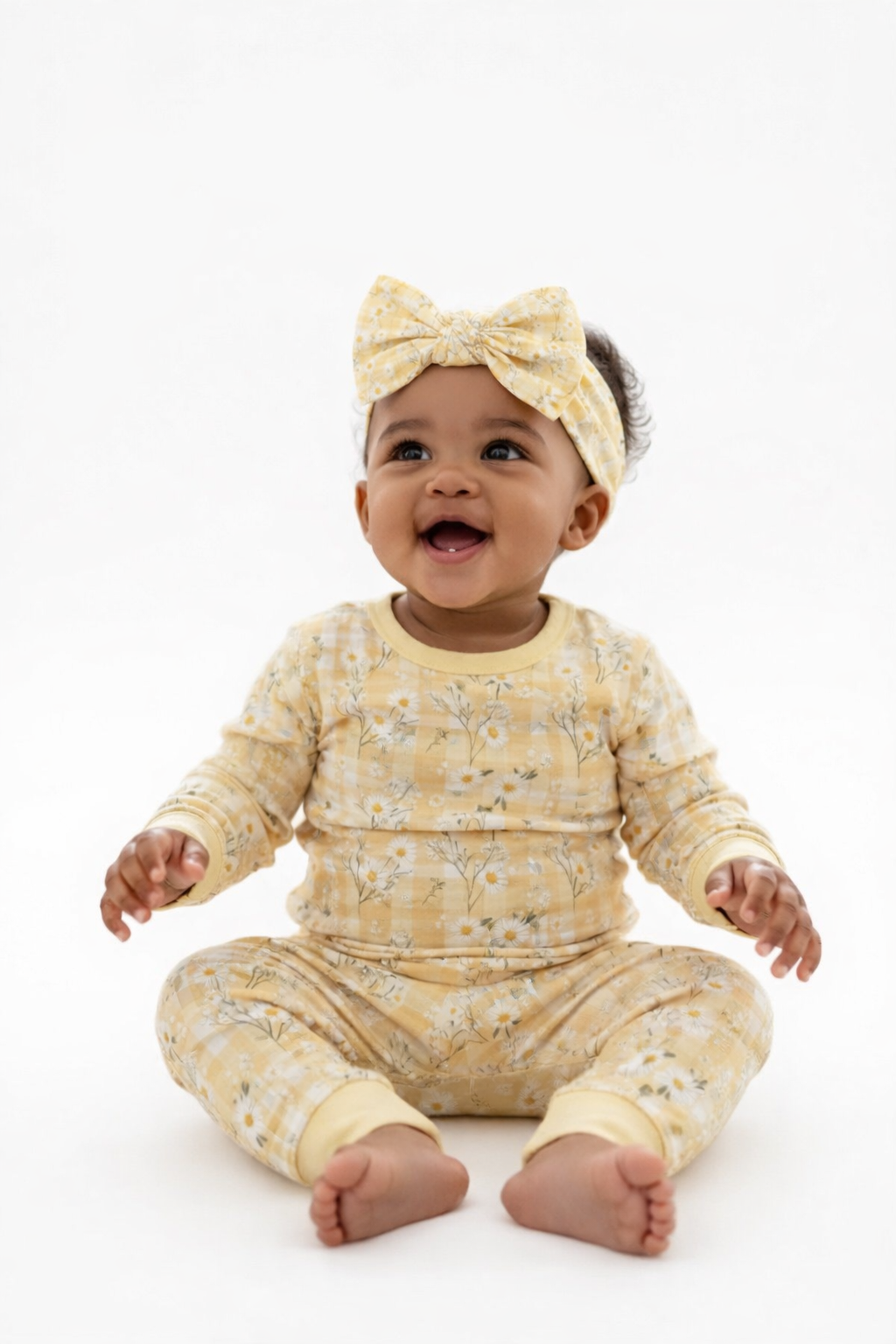 Yellow Daisy Baby Bamboo Bow