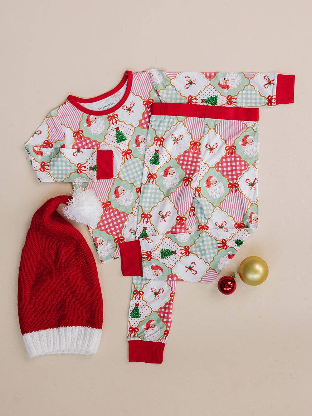 Bamboo Two Piece Set | Santa Patchwork