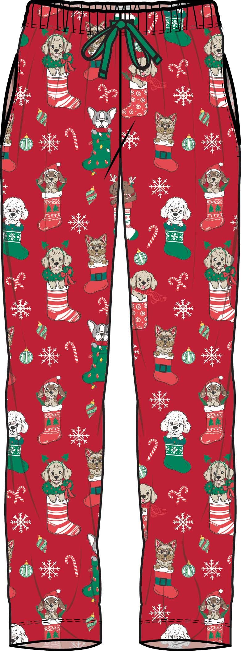 SoftSnooze™ Adult Bamboo Viscose Christmas Stocking Puppers Pajama Pants