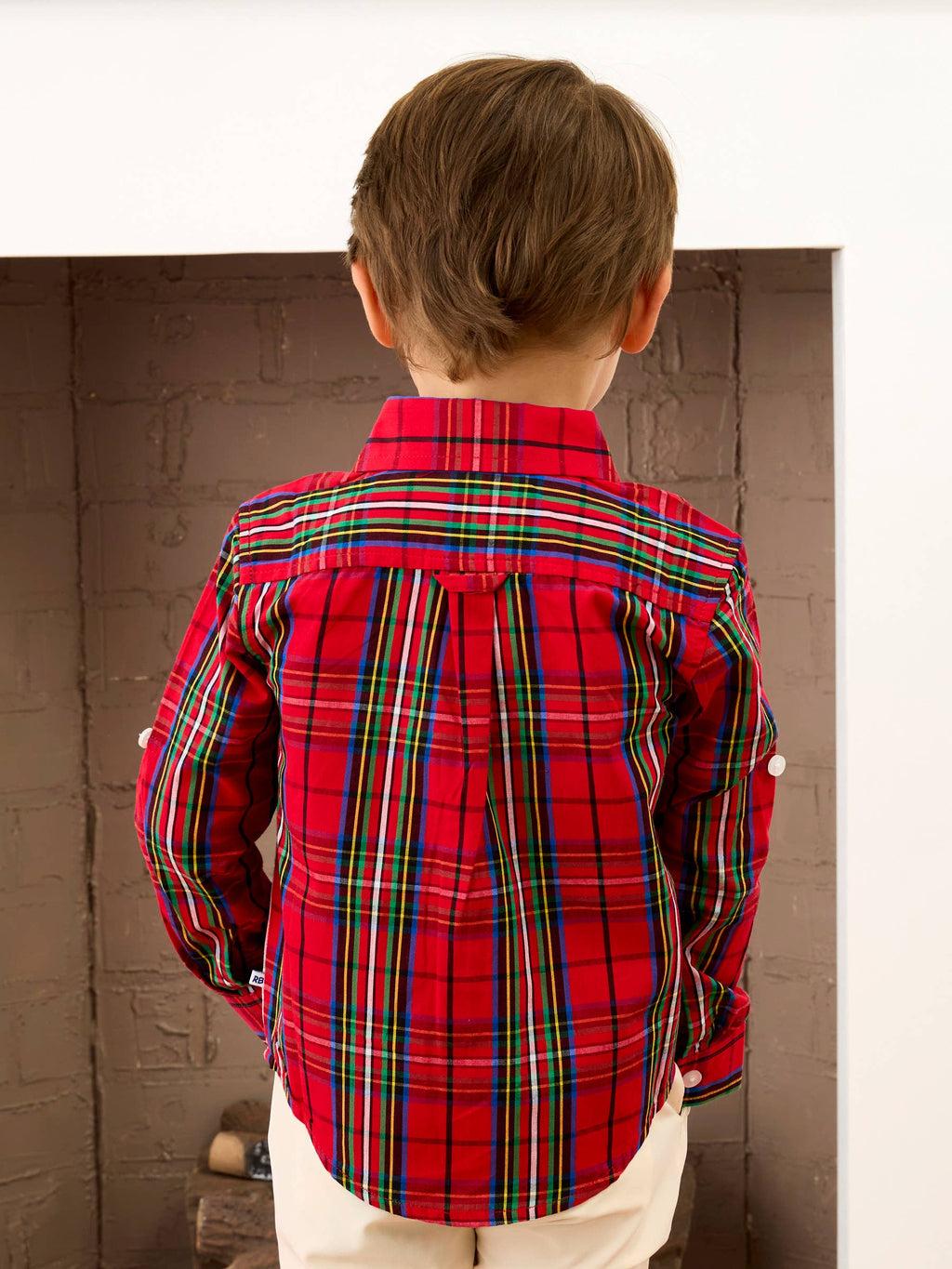 Boys Red Nicholas Plaid Long Sleeve Button Down Shirt