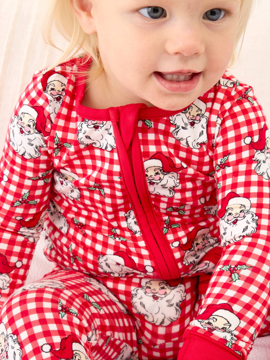 SoftSnooze™ Baby Bamboo Viscose Red Dear Santa Convertible One Piece Footie Pajama