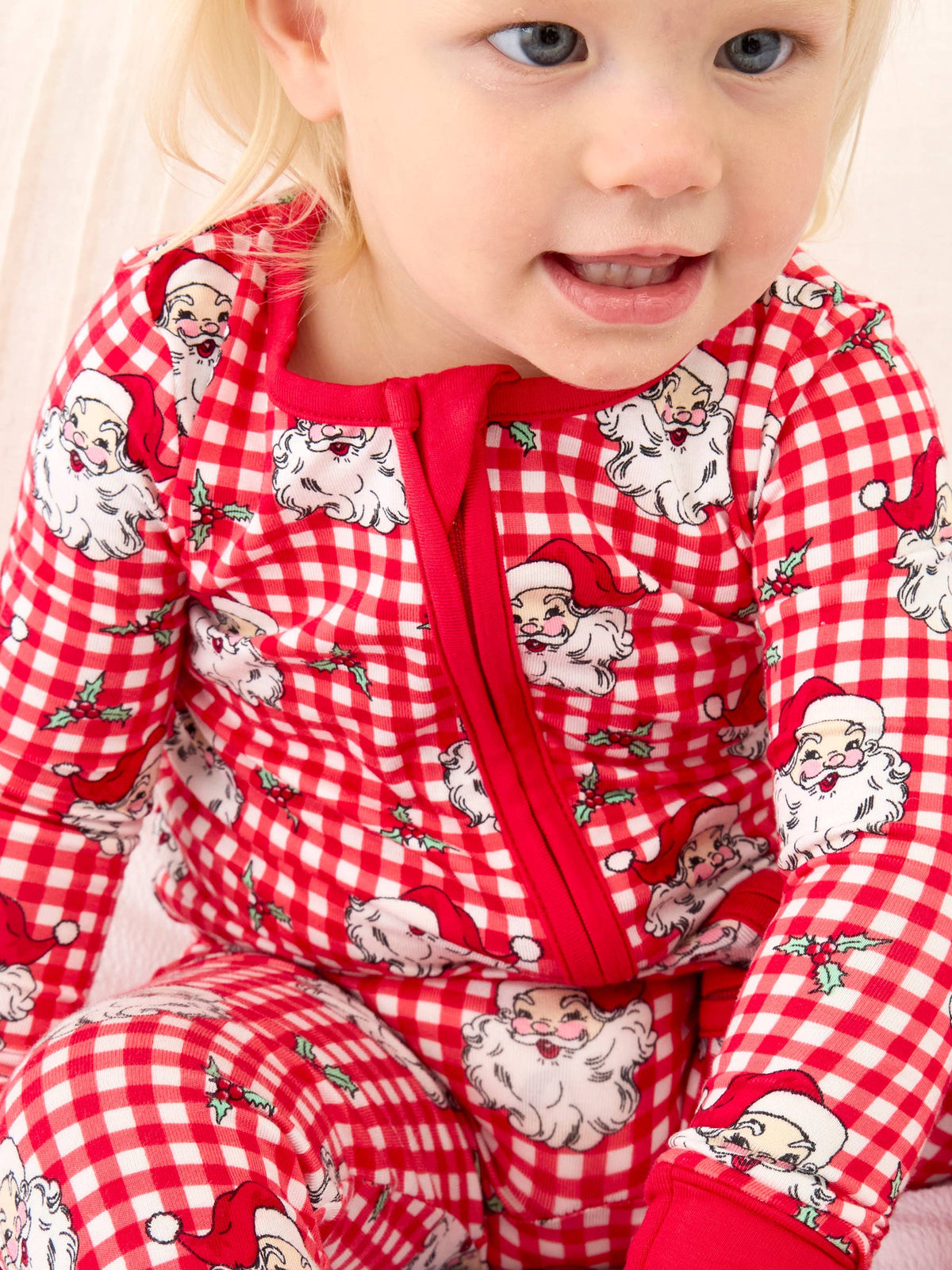 SoftSnooze™ Baby Bamboo Viscose Red Dear Santa Convertible One Piece Footie Pajama