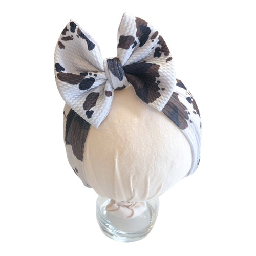 Brown Cow Baby Headwrap Bow