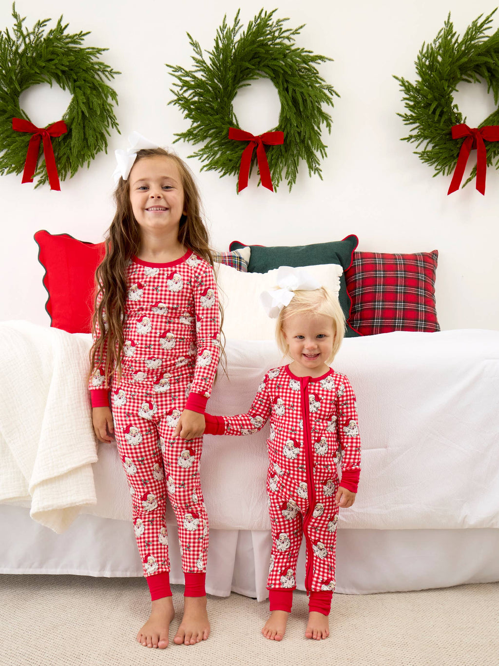 SoftSnooze™ Baby Bamboo Viscose Red Dear Santa Convertible One Piece Footie Pajama