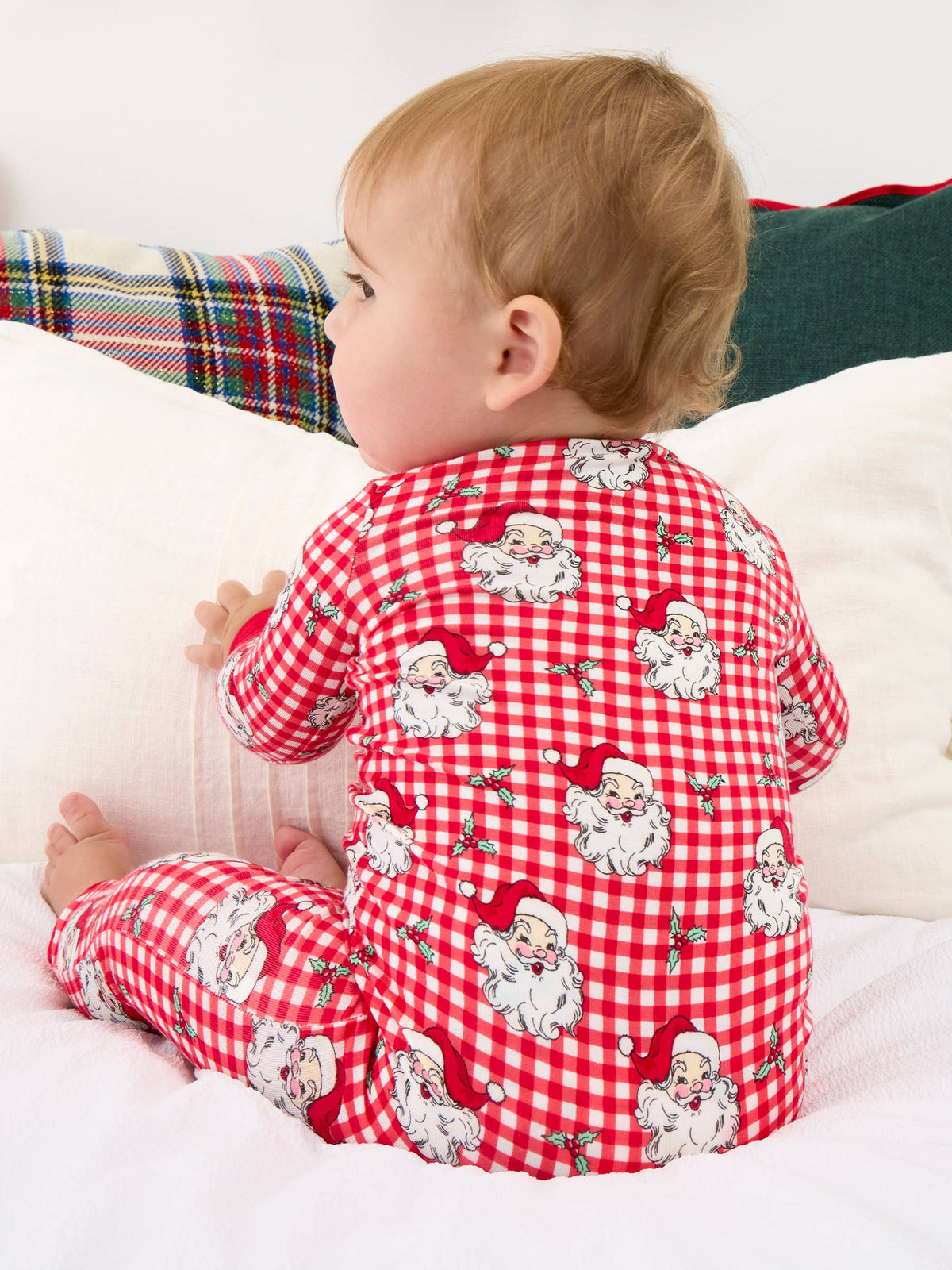 SoftSnooze™ Baby Bamboo Viscose Red Dear Santa Convertible One Piece Footie Pajama